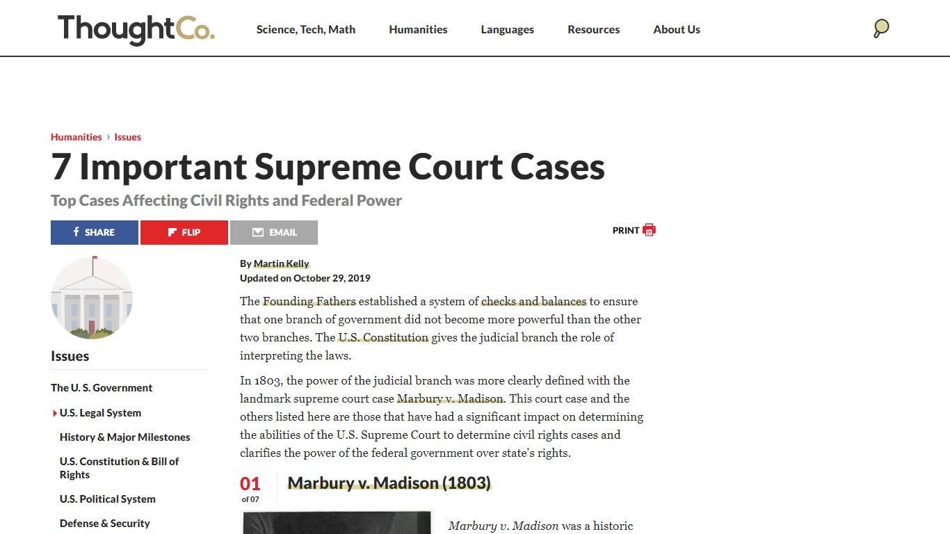 Key List of Supreme Court Cases - ThoughtCo